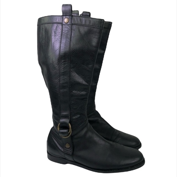 Cole Haan Black Leather Riding Boots Size 9B - Picture 1 of 9